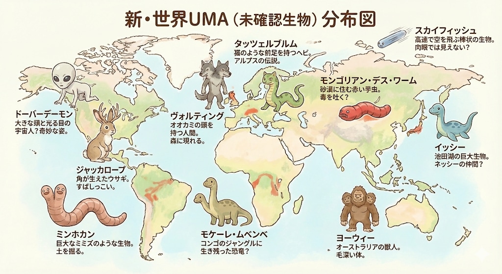 童心に返る♪世界UMA（未確認生物）分布図♪