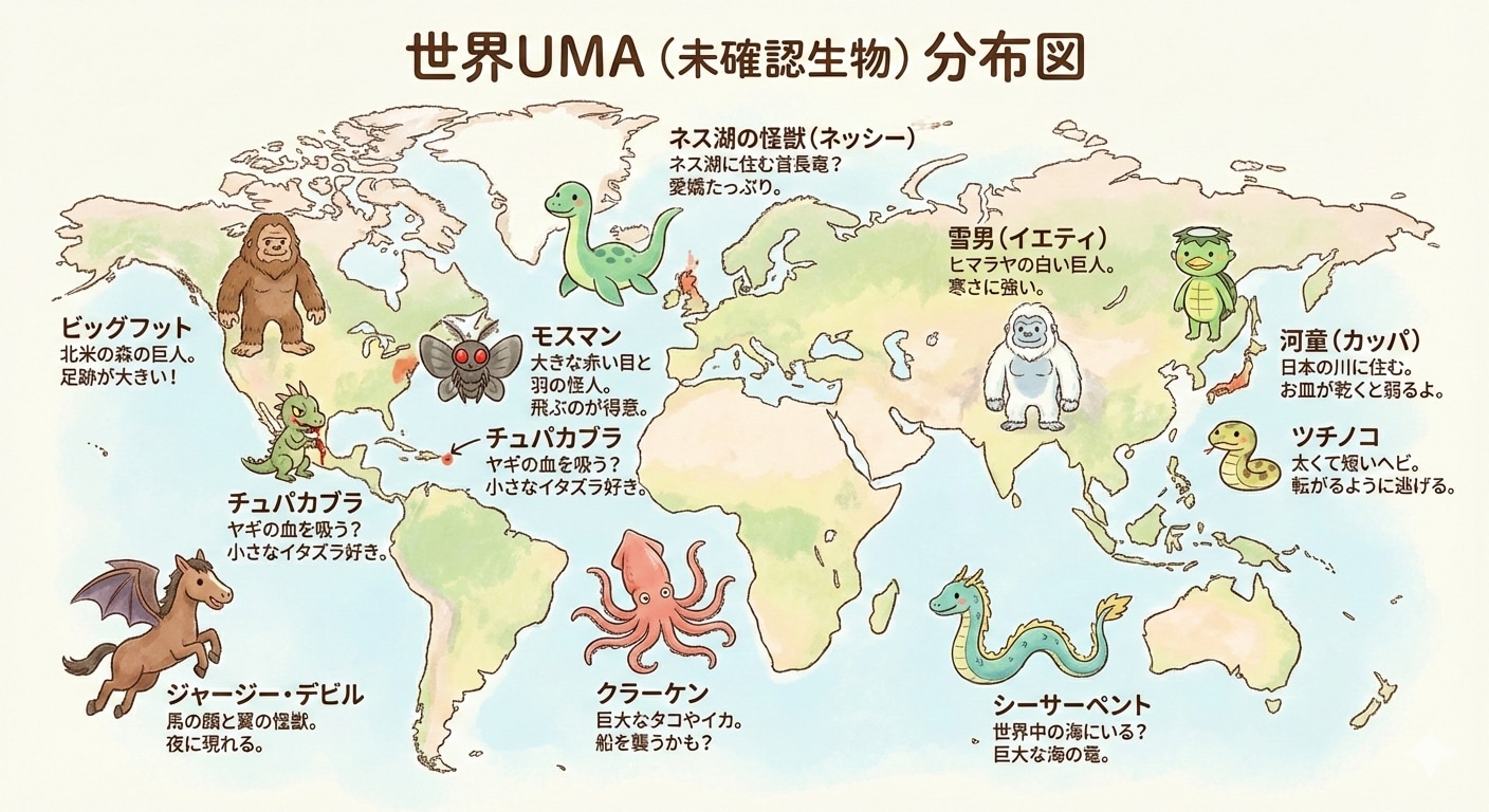 童心に返る♪世界UMA（未確認生物）分布図♪ | の人気AIイラスト・グラビア