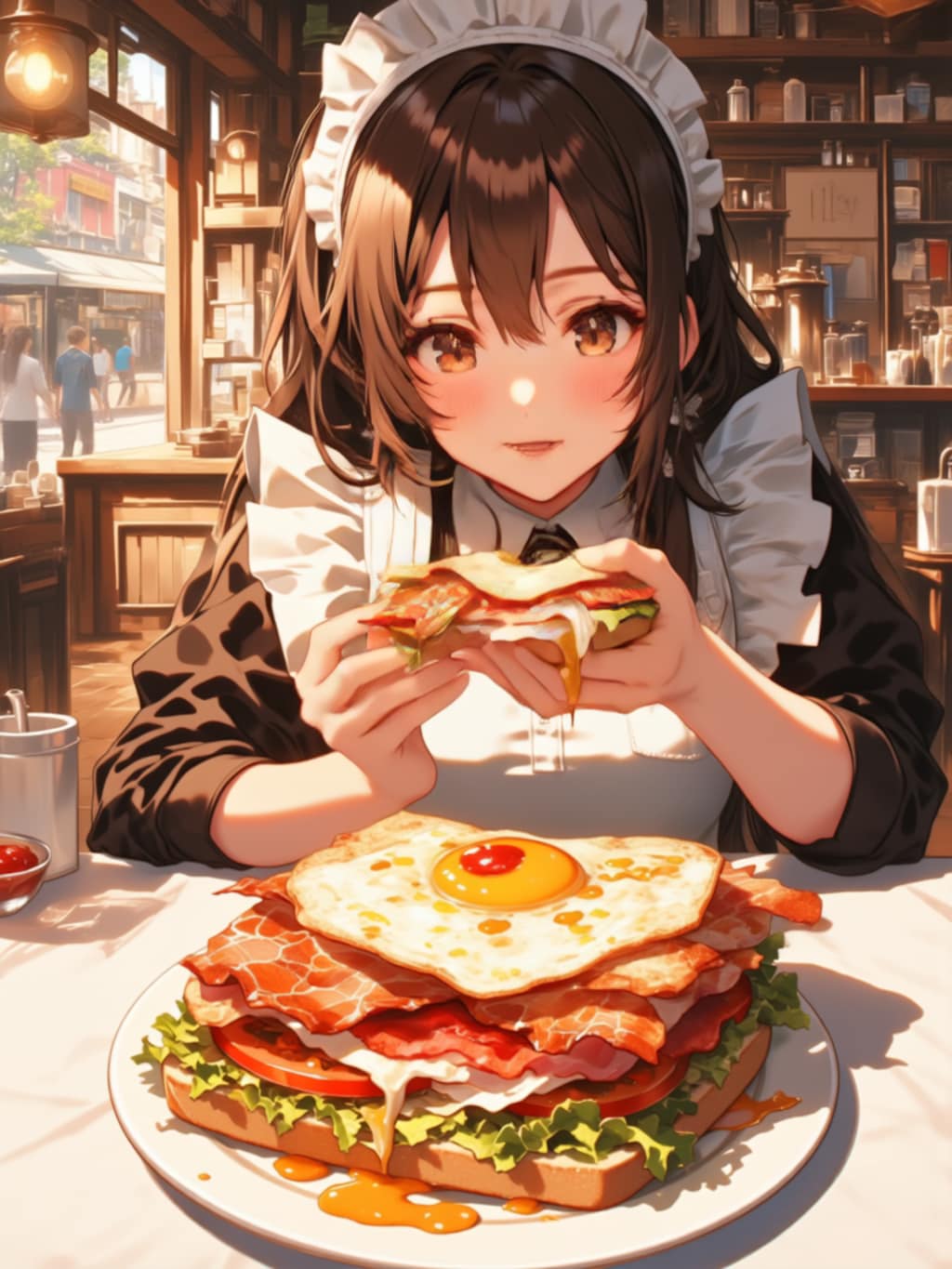 サンドウィッチを食べる【パラパライラスト】