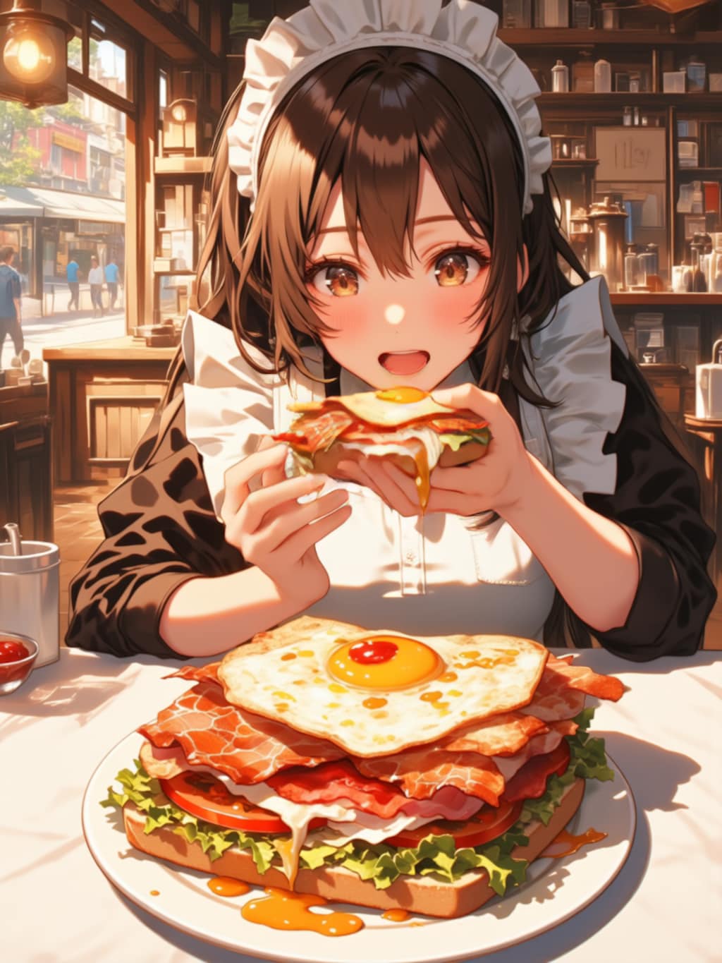 サンドウィッチを食べる【パラパライラスト】