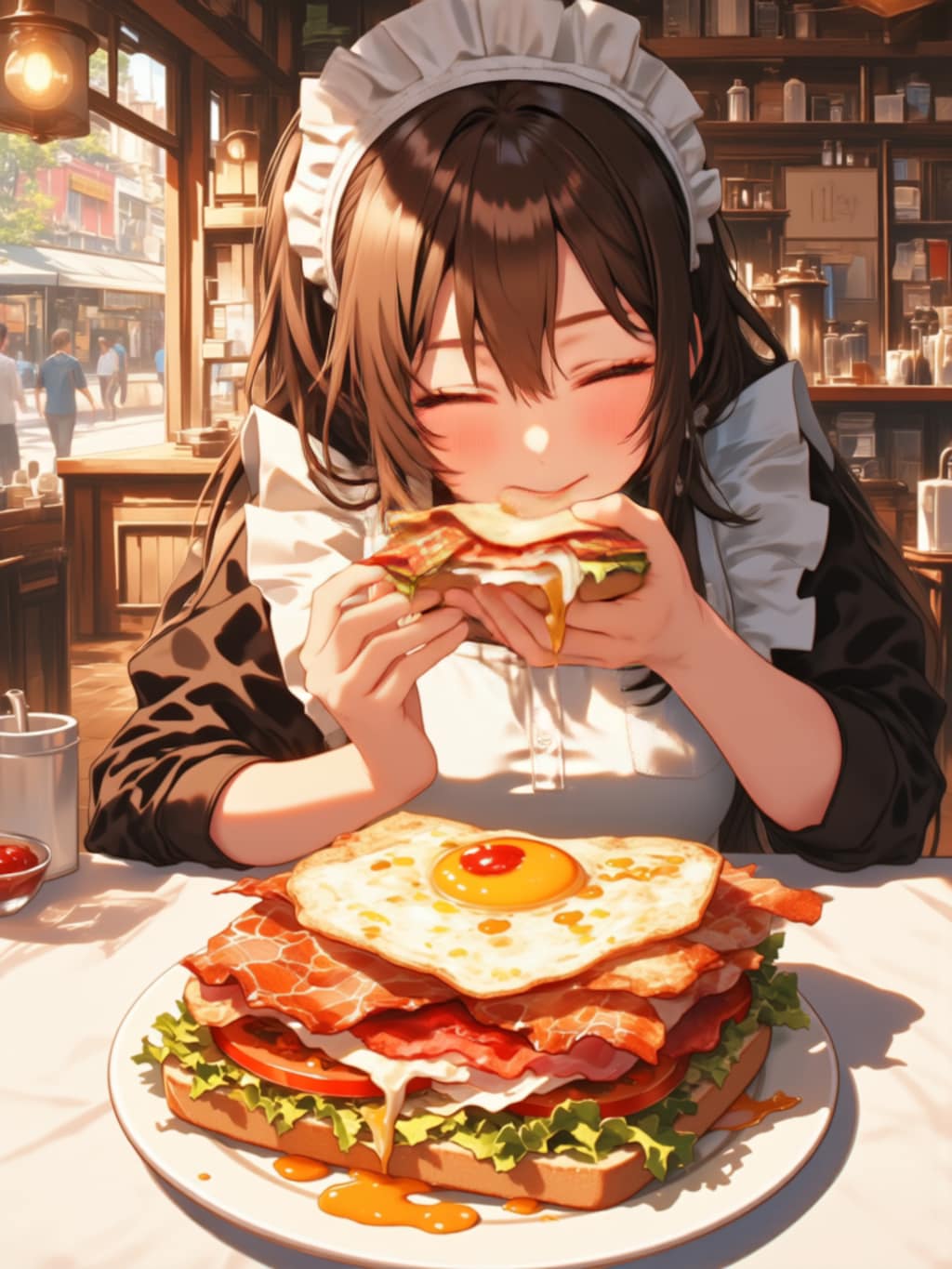 サンドウィッチを食べる【パラパライラスト】