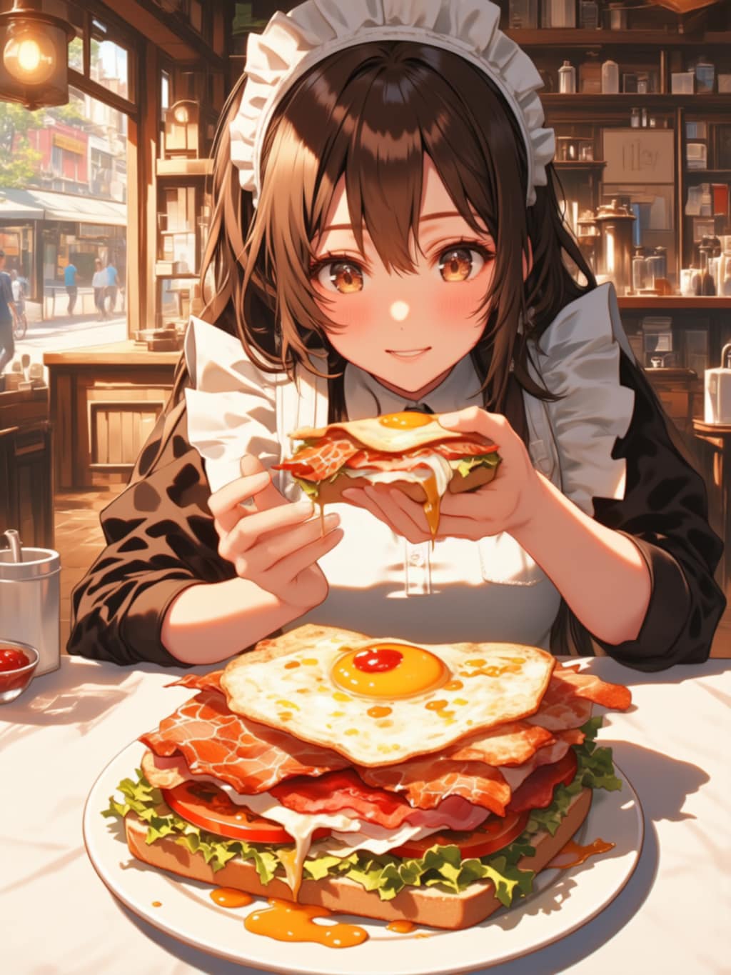 サンドウィッチを食べる【パラパライラスト】