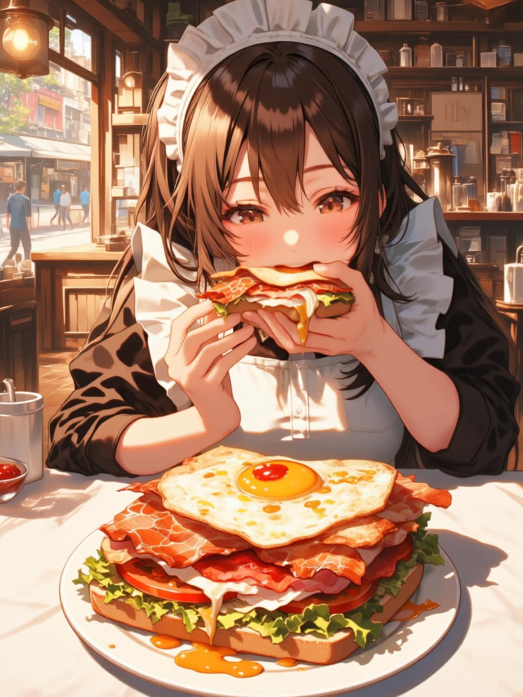 サンドウィッチを食べる【パラパライラスト】