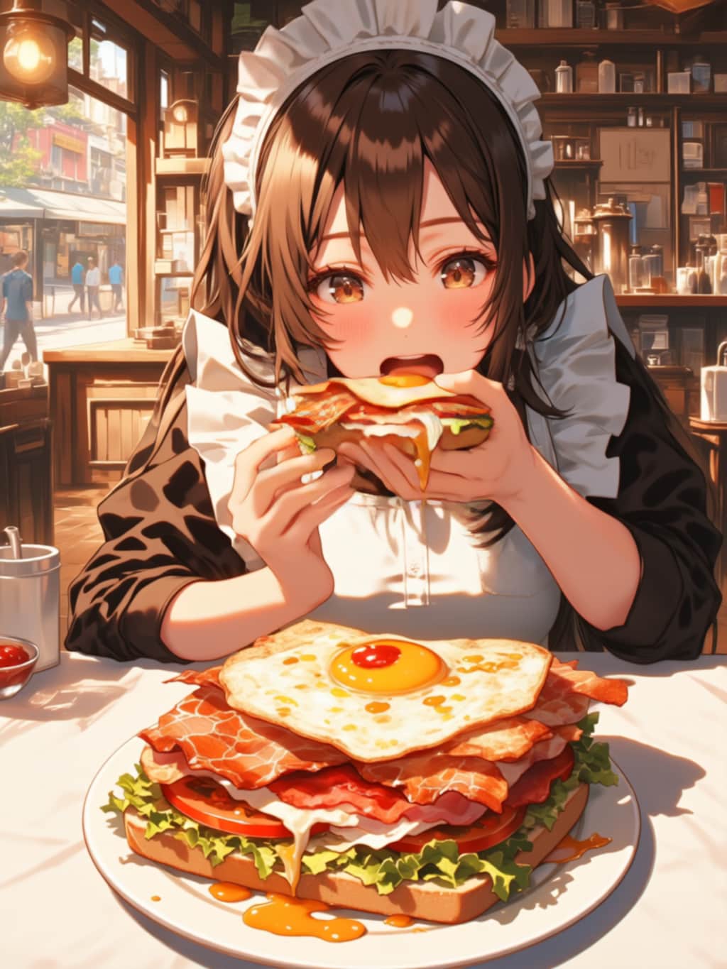 サンドウィッチを食べる【パラパライラスト】