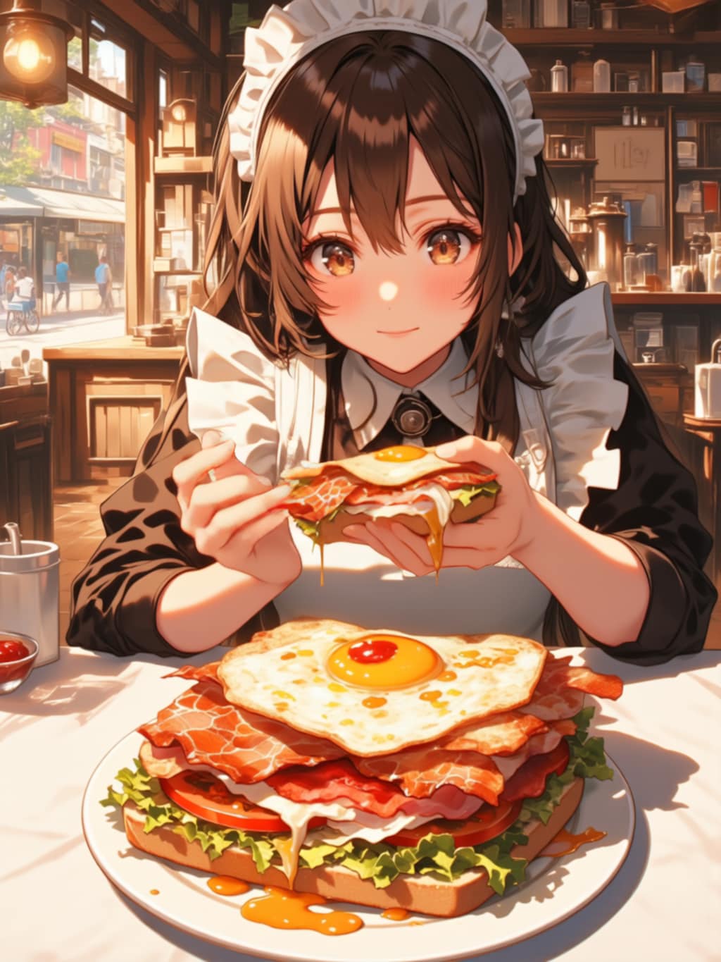 サンドウィッチを食べる【パラパライラスト】