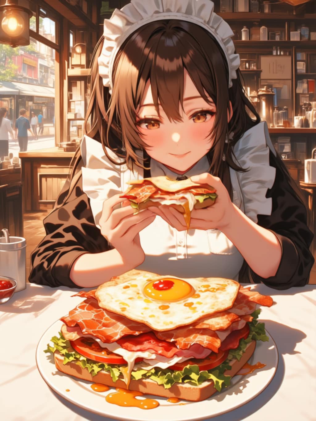 サンドウィッチを食べる【パラパライラスト】