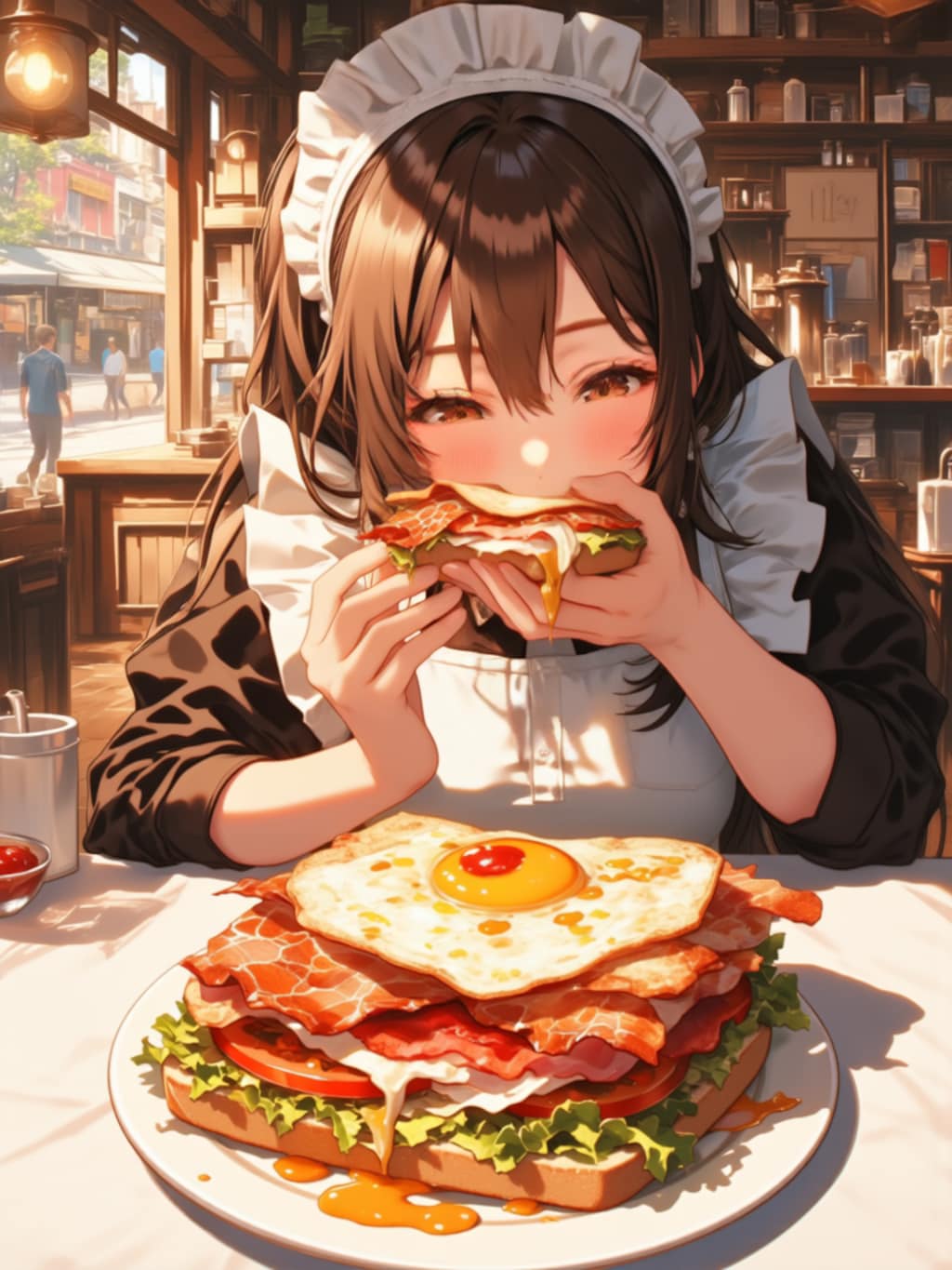 サンドウィッチを食べる【パラパライラスト】