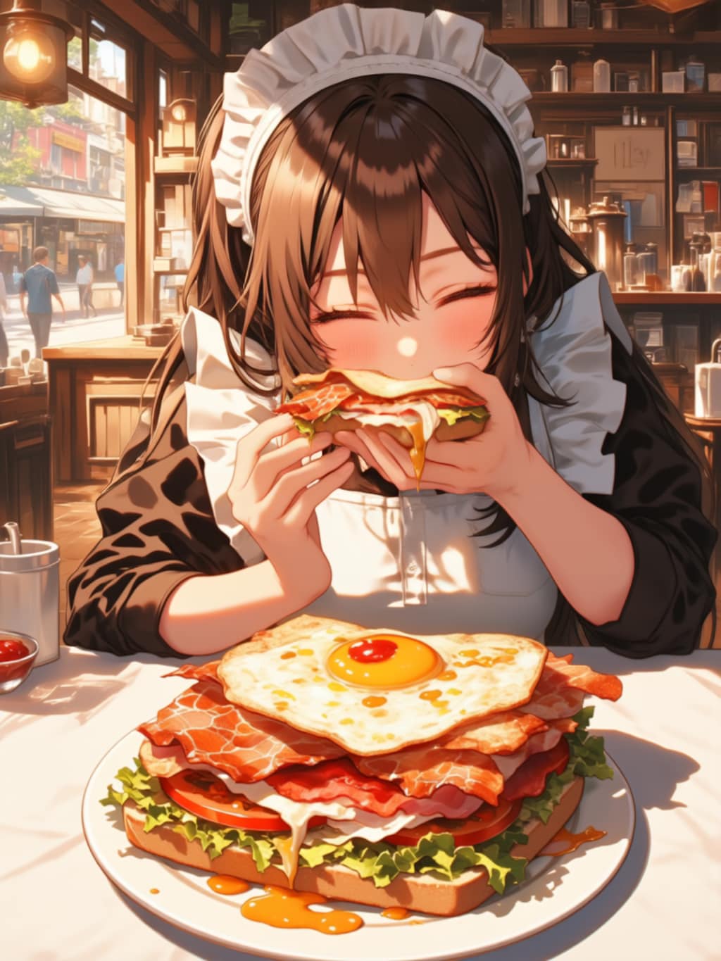 サンドウィッチを食べる【パラパライラスト】