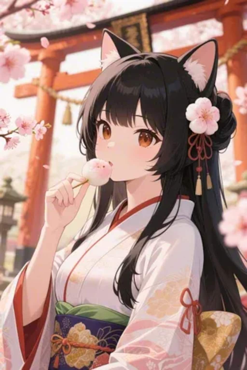 お餅を食べるさくらちゃん