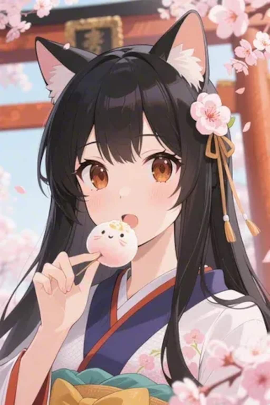 お餅を食べるさくらちゃん