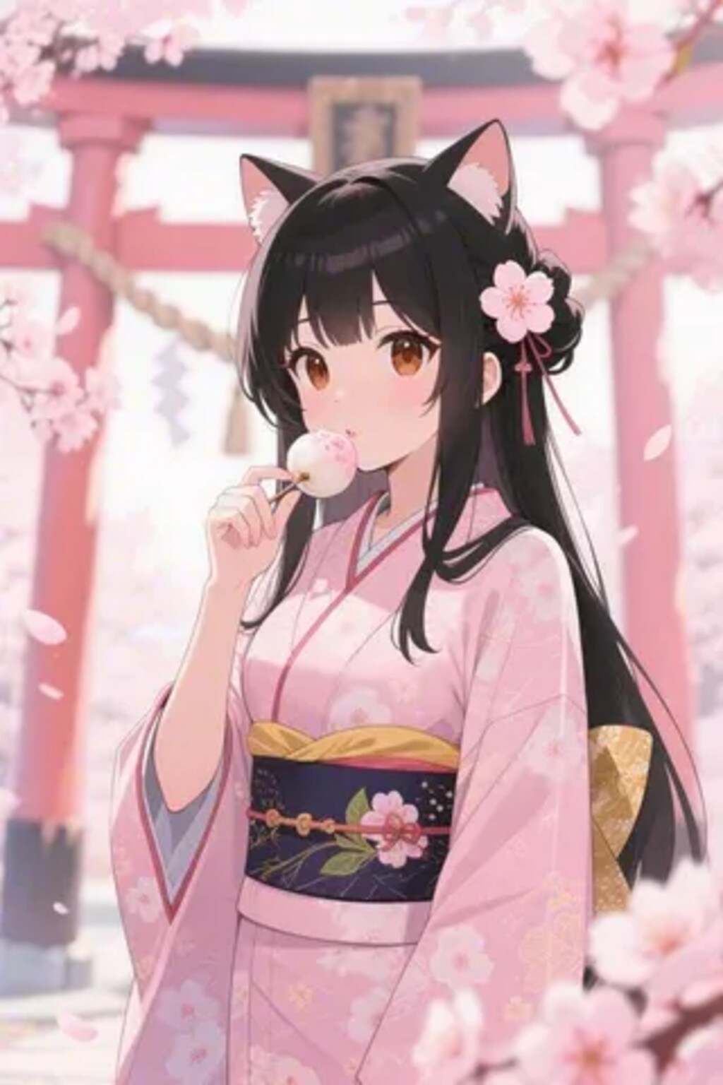 お餅を食べるさくらちゃん