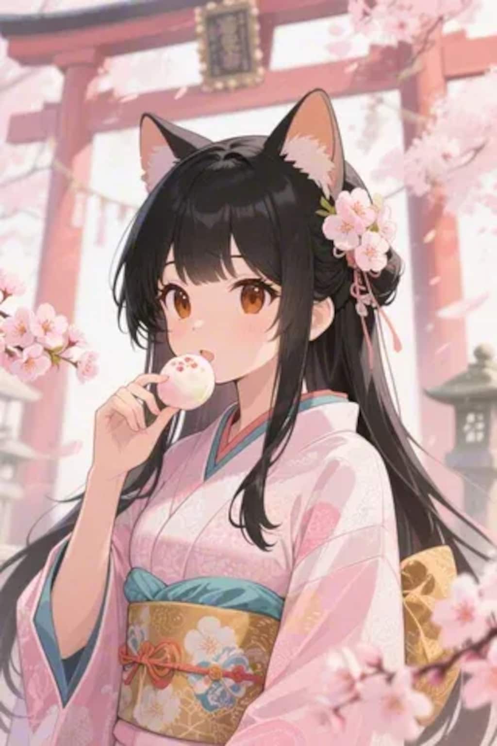 お餅を食べるさくらちゃん