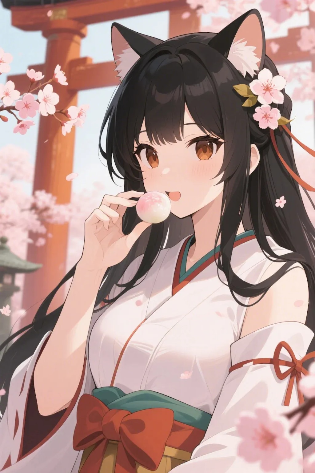 お餅を食べるさくらちゃん