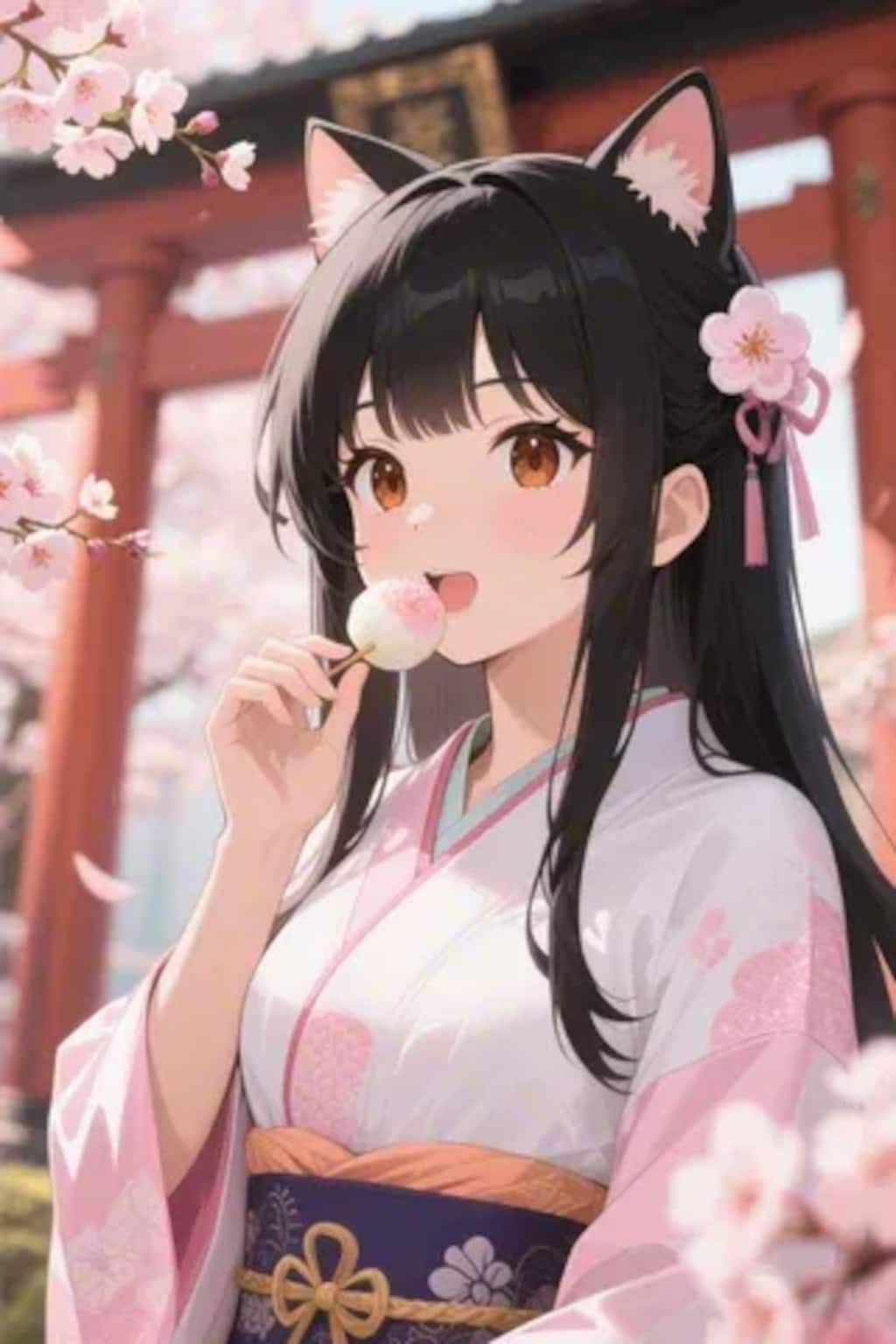 お餅を食べるさくらちゃん