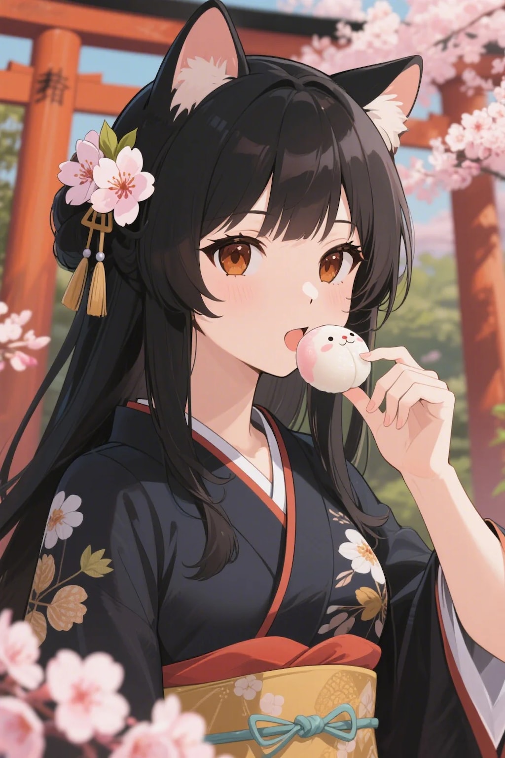 お餅を食べるさくらちゃん