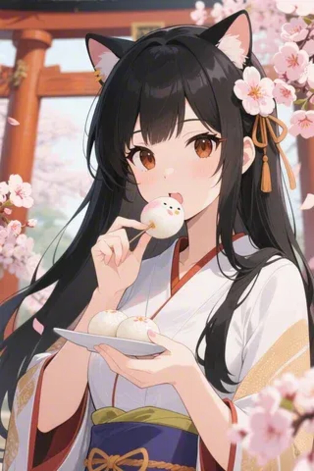 お餅を食べるさくらちゃん