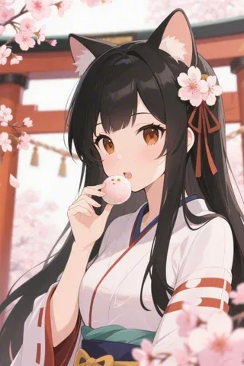 お餅を食べるさくらちゃん