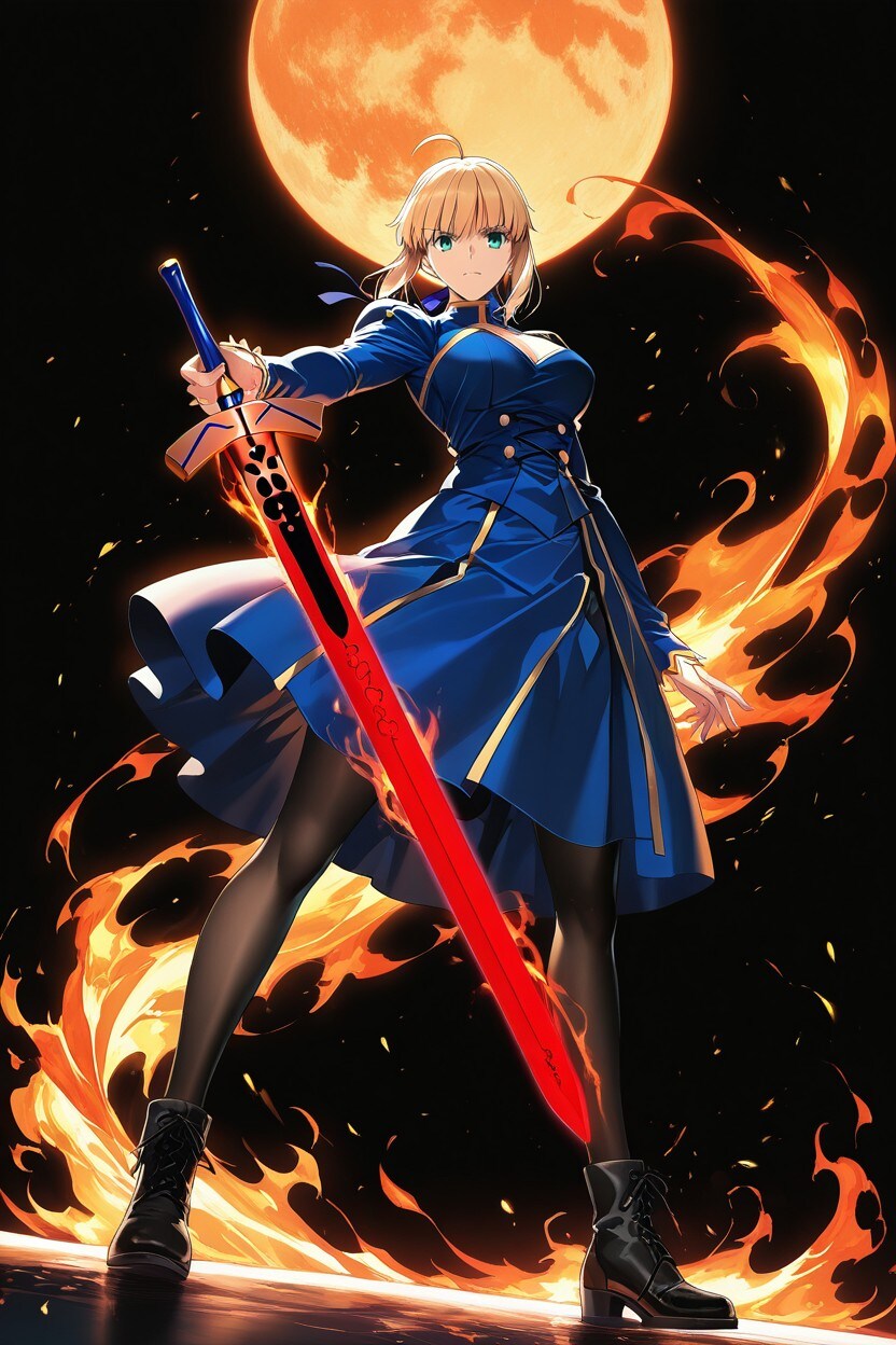 騎士王と火のエフェクト