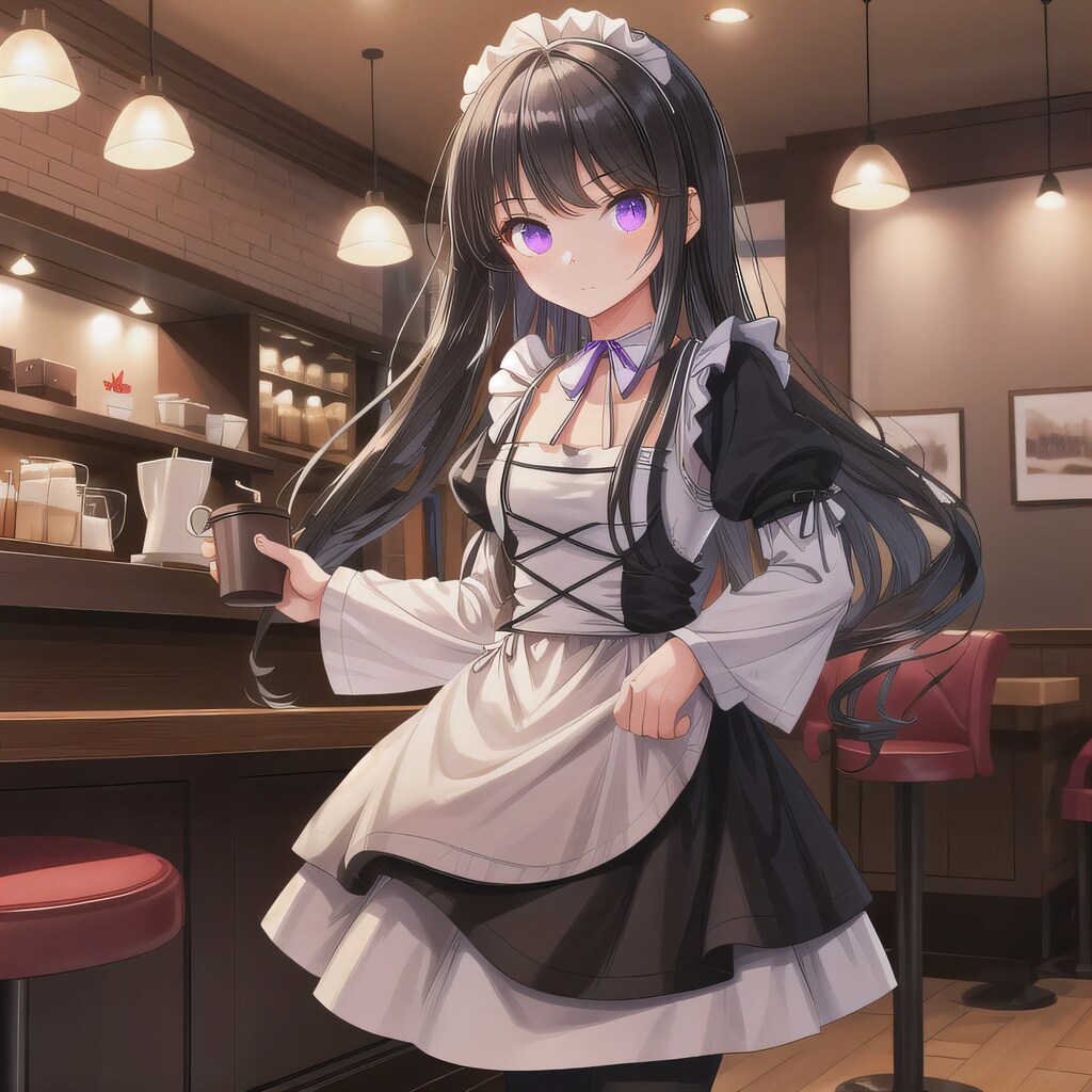 黒髪ロングで紫紺の瞳のメイド３