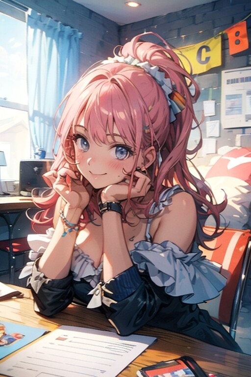 ピンク髪の彼女