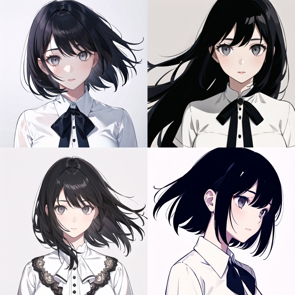 黒髪黒目の女の子（ブラウス）