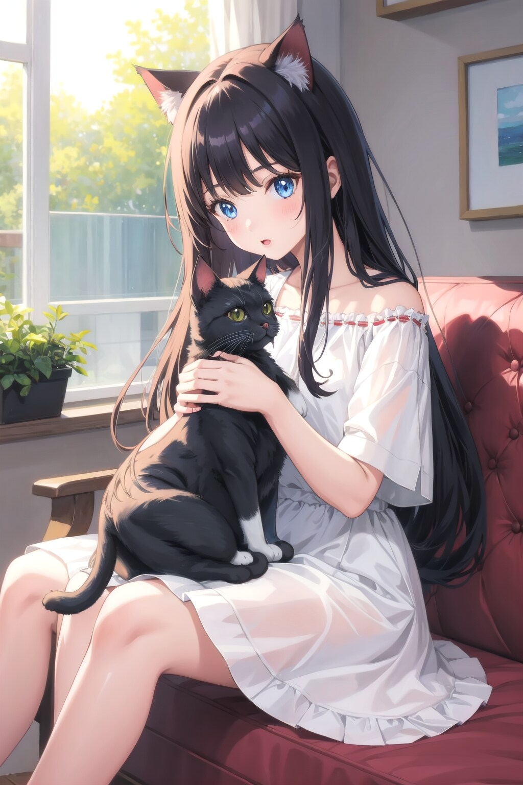猫耳美少女と猫 | の人気AIイラスト・グラビア