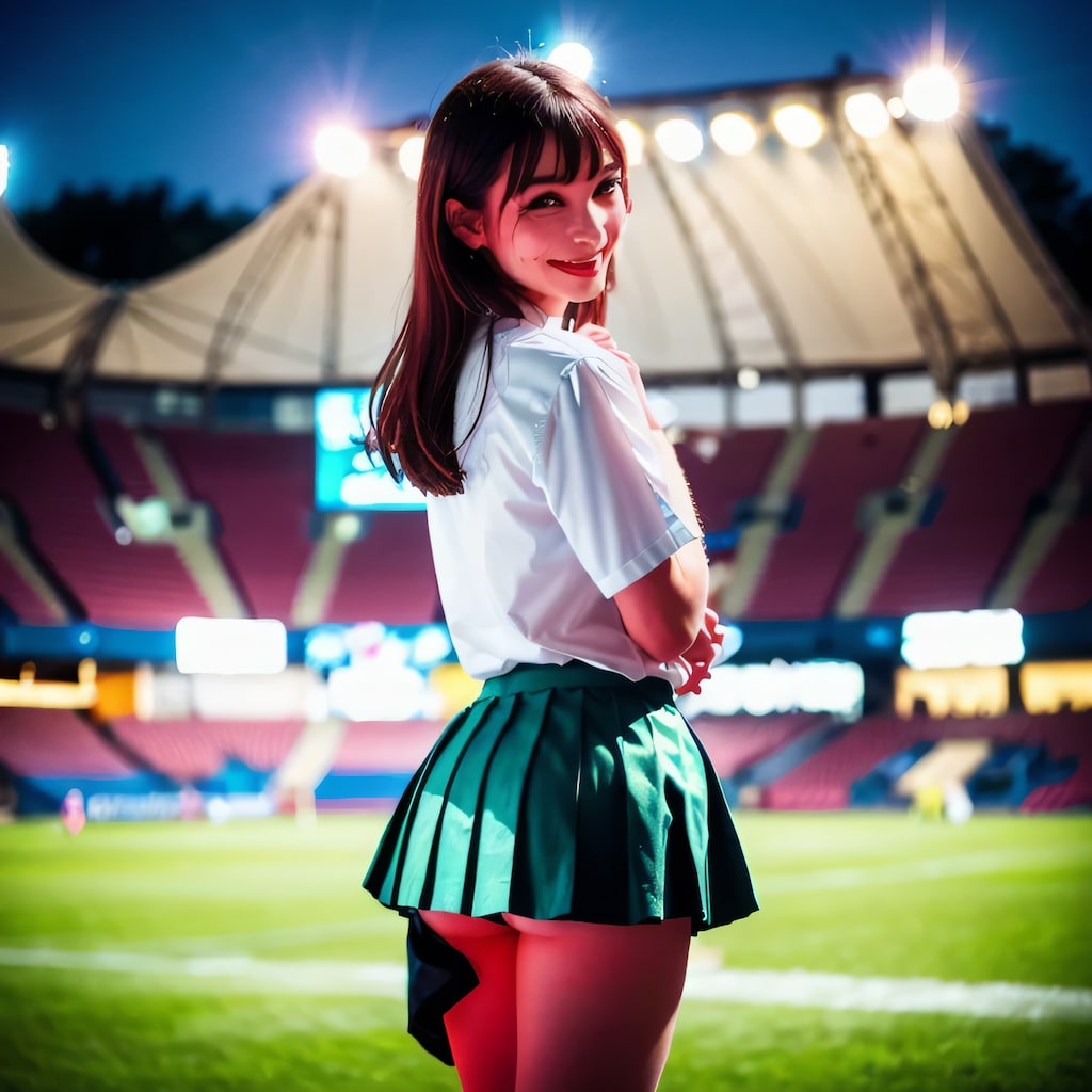 黒髪ロングでチア衣装の美女６７