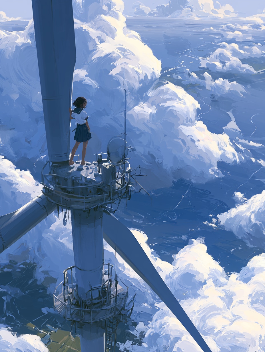 風車と少女