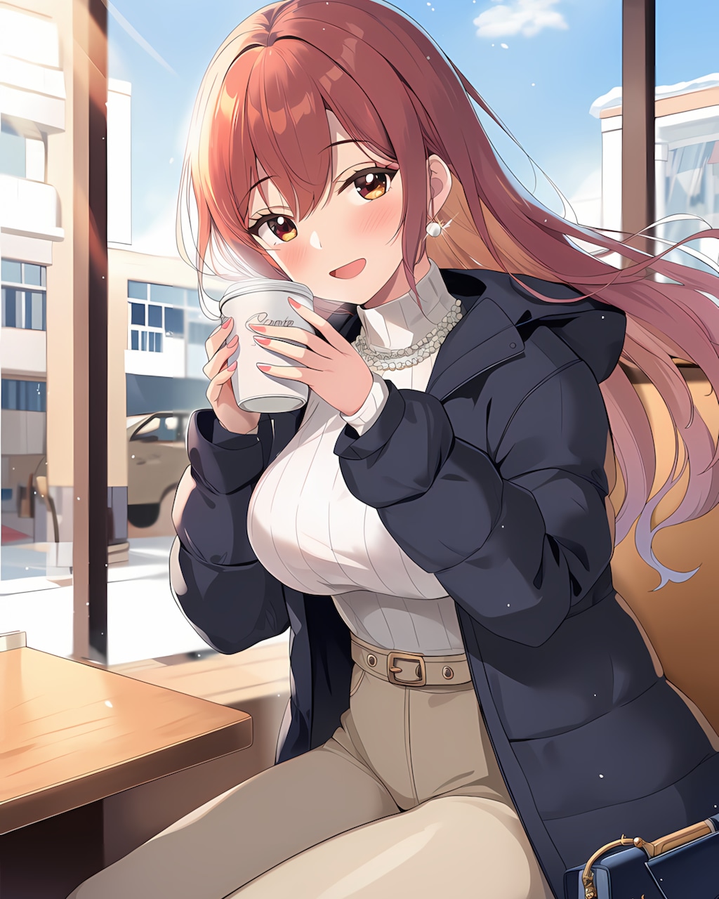 ☕️ネイビーダウンカフェ朝♡