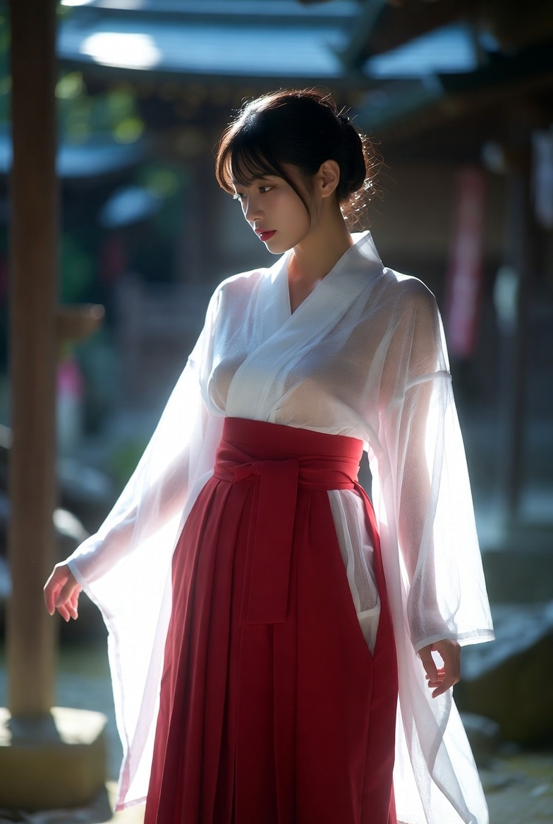 もはや神々しい、シースルー巫女