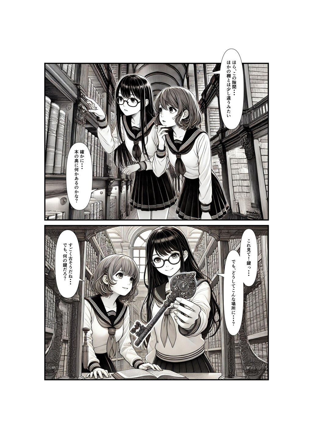 AI漫画『鍵と図書館の秘密.1』第1話「プロローグ」