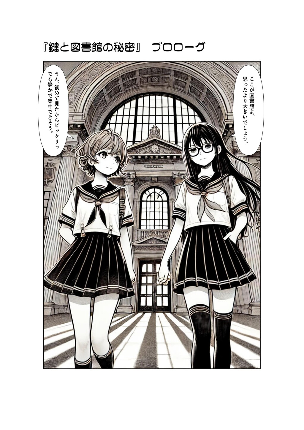 AI漫画『鍵と図書館の秘密.1』第1話「プロローグ」
