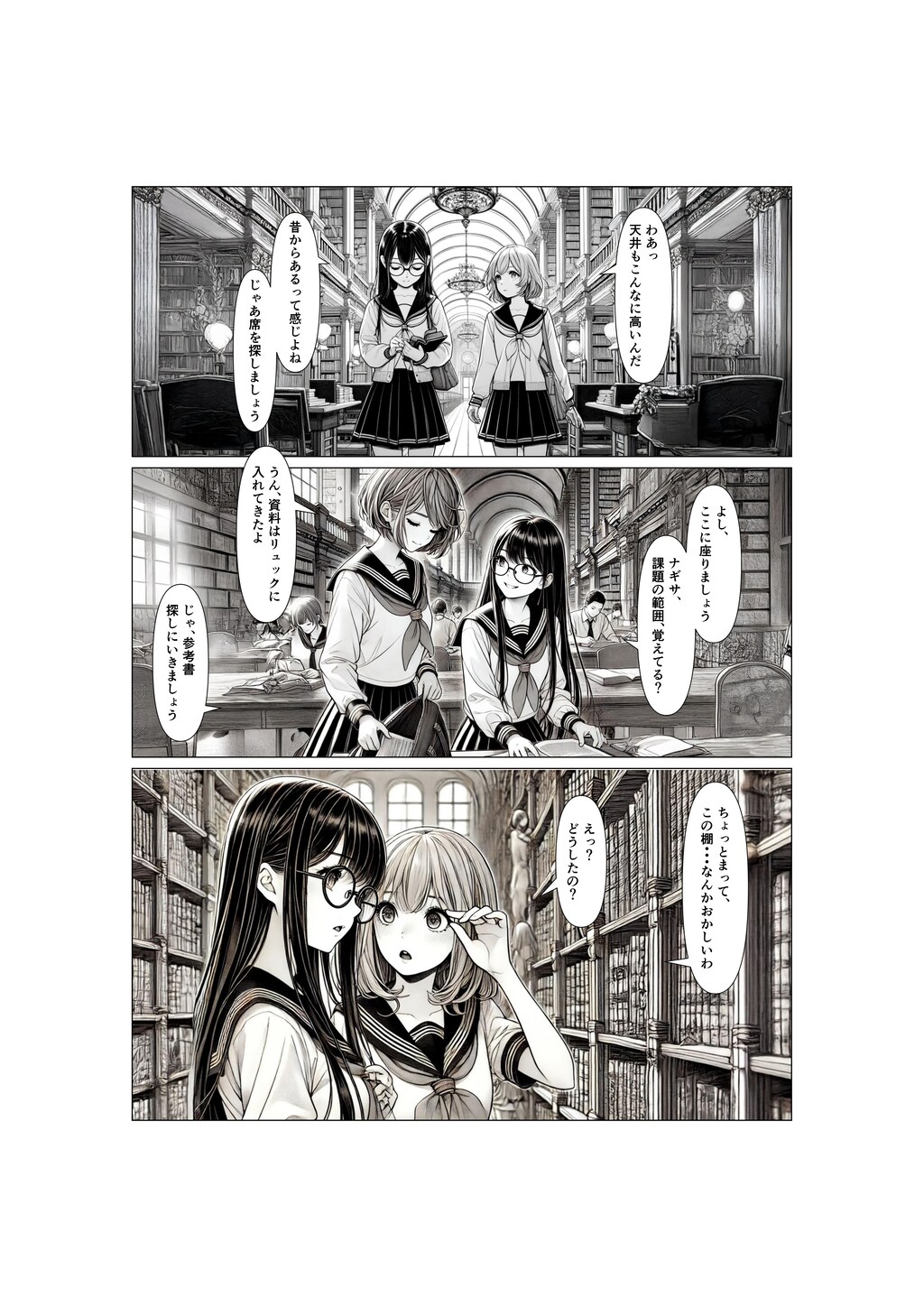 AI漫画『鍵と図書館の秘密.1』第1話「プロローグ」