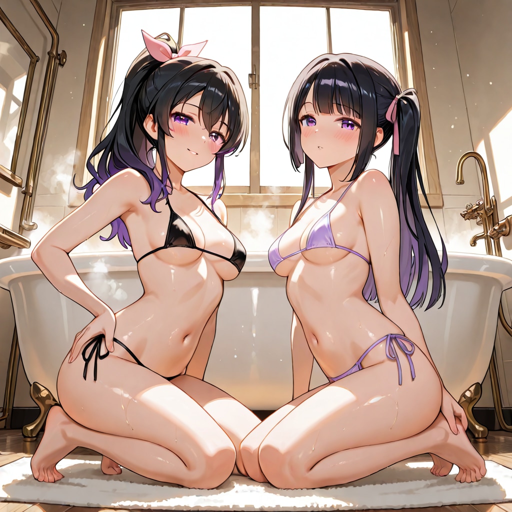 ツインテちゃんとポニテちゃん「お背中お流しします」