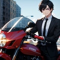 バイクに乗る黒髪短髪青年・真面目版（12枚） 2枚目
