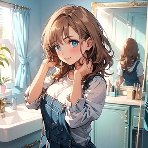 🩵「電車混む前に身支度っと」 | の人気AIイラスト・グラビア