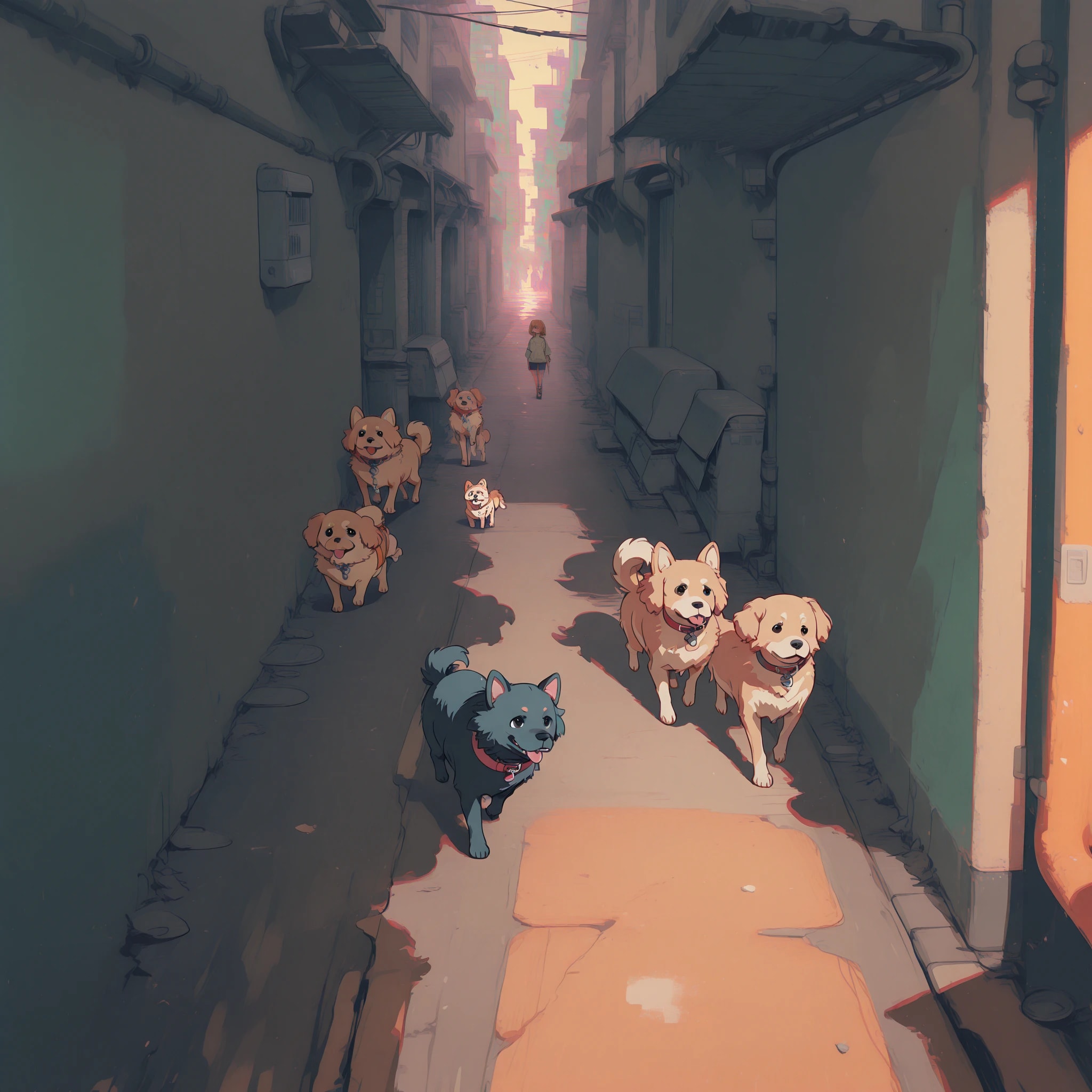 「野犬の群れ！だから路地裏は嫌なのよ」「な〜に⁉︎」 | の人気AIイラスト・グラビア