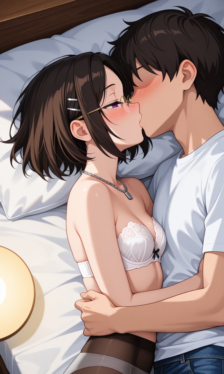 眼鏡っ娘とのストレートなキス