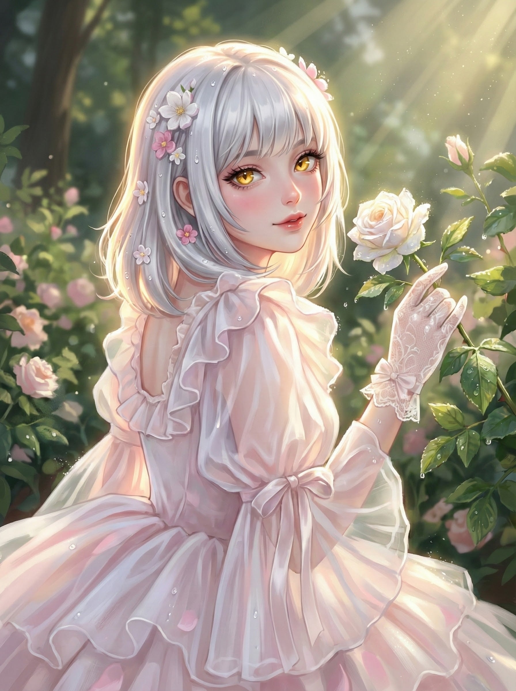 『 朝露の薔薇園 』 - The Rose Garden of Morning Dew | の人気AIイラスト・グラビア