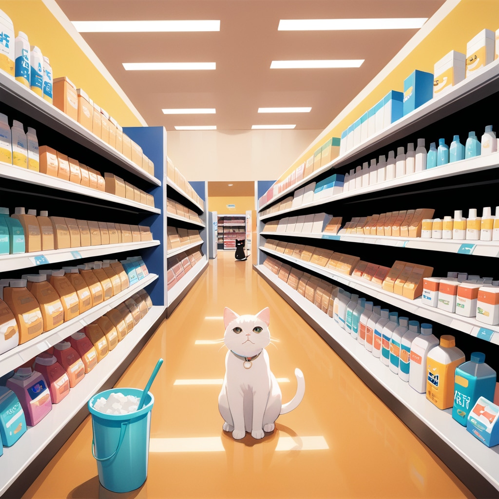 ドラッグストアに猫？