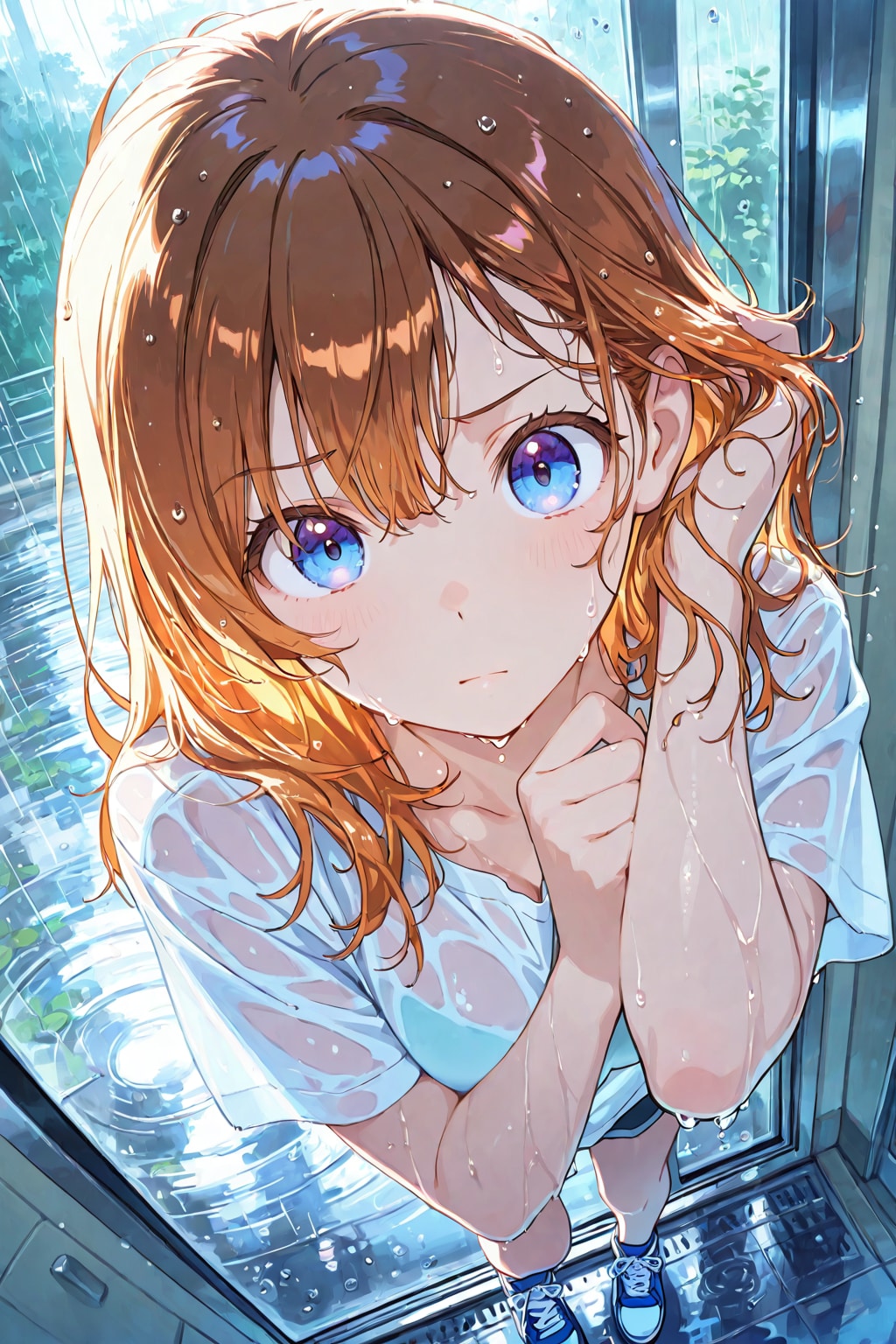 雨の練習をしてました