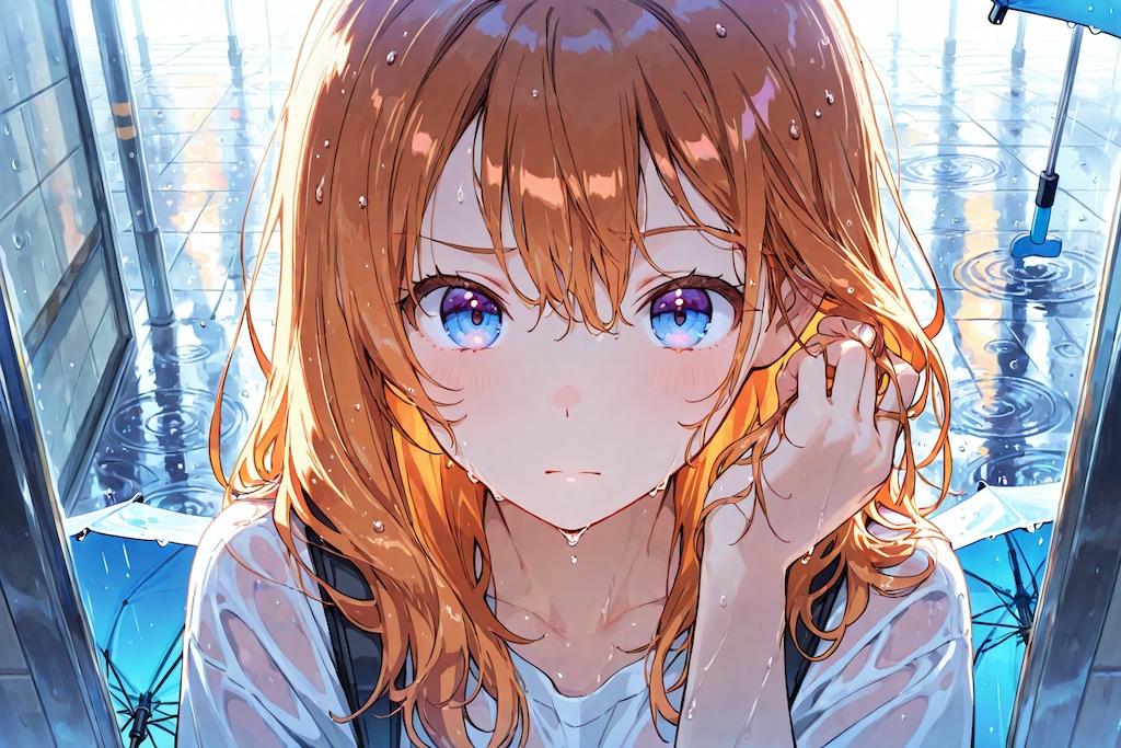 雨の練習をしてました