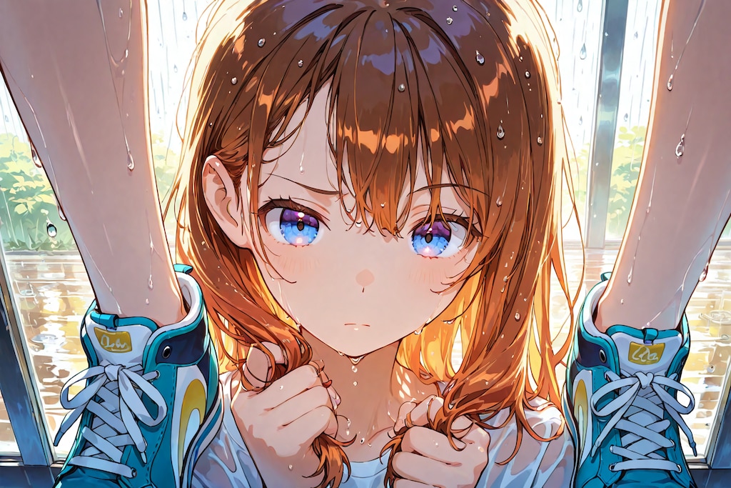 雨の練習をしてました