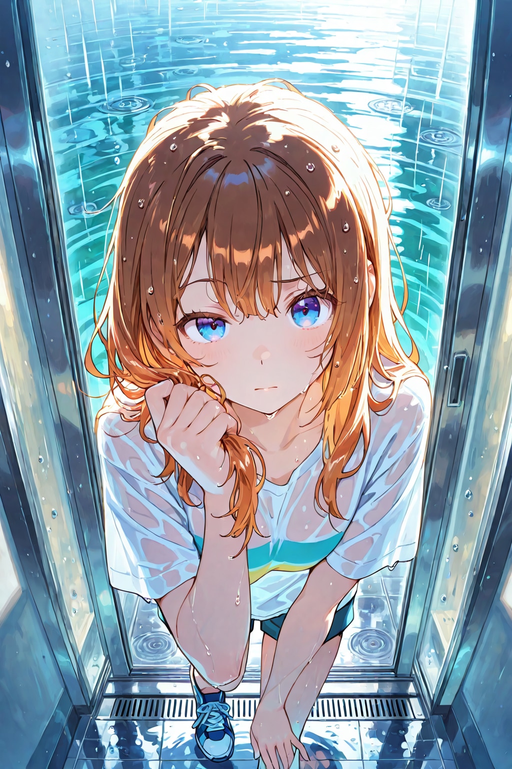 雨の練習をしてました