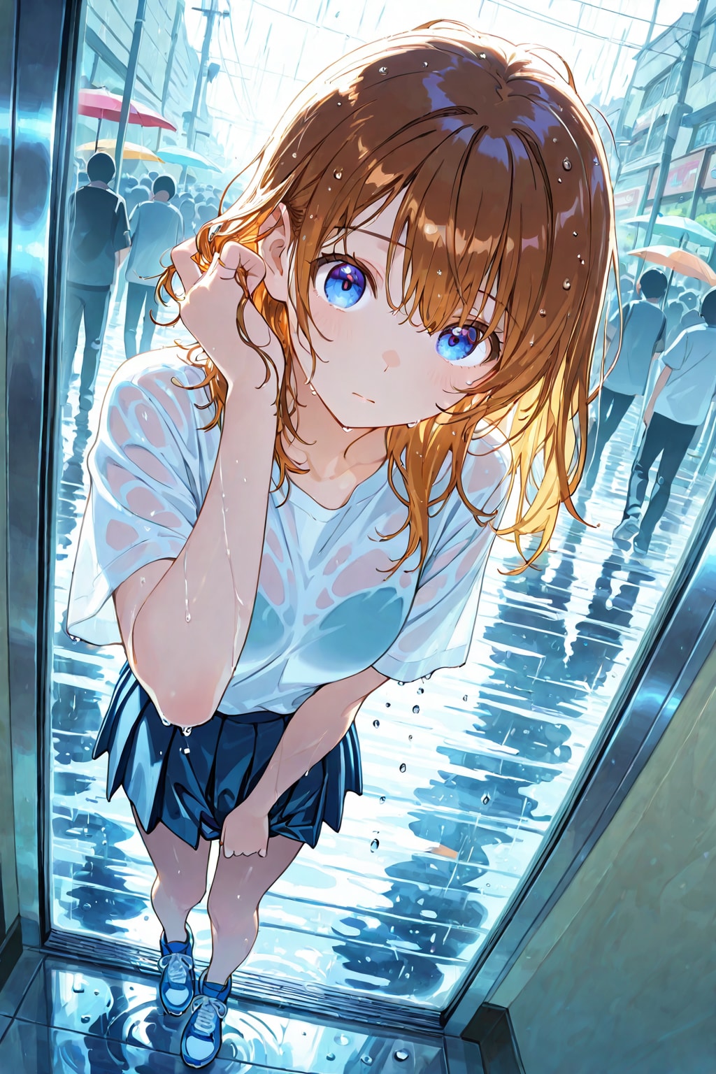 雨の練習をしてました