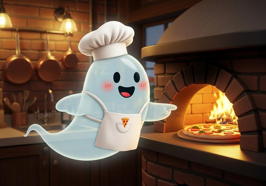ピザを焼くお化けピザ職人達
