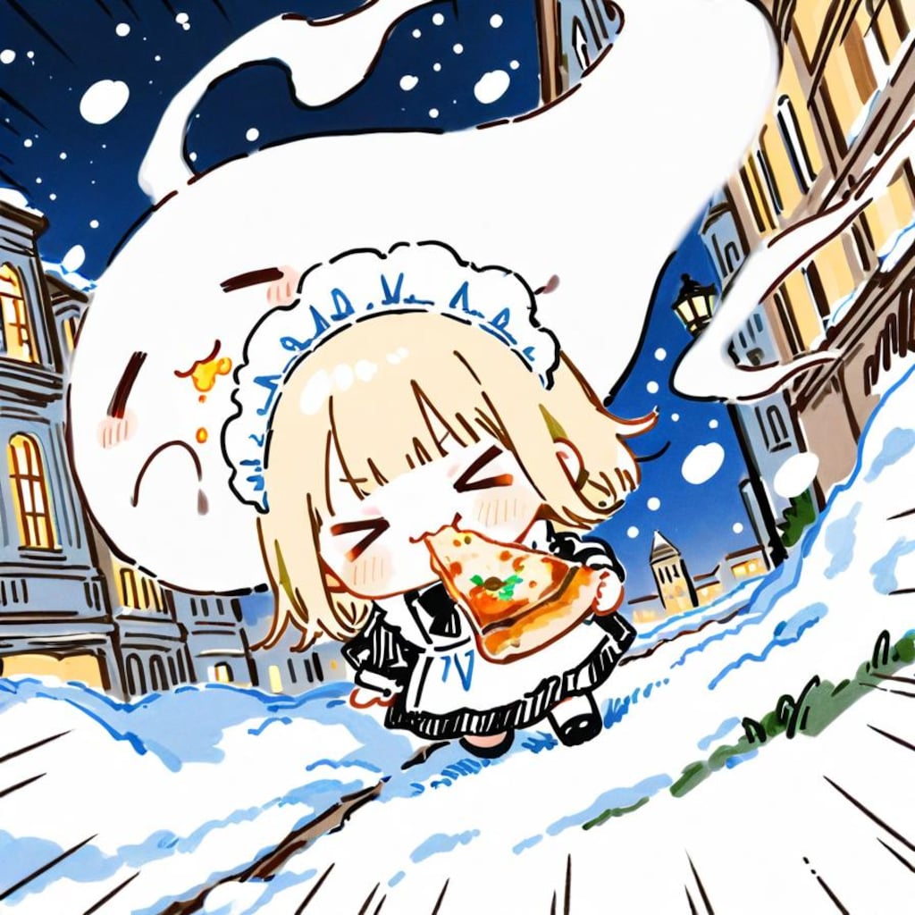 メイドちゃんは雪夜を歩く🍕(>ω< )👻✨ ☃️