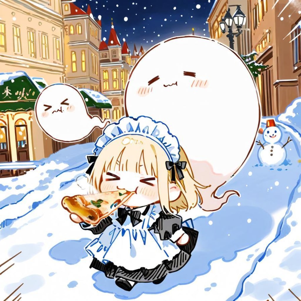 メイドちゃんは雪夜を歩く🍕(>ω< )👻✨ ☃️