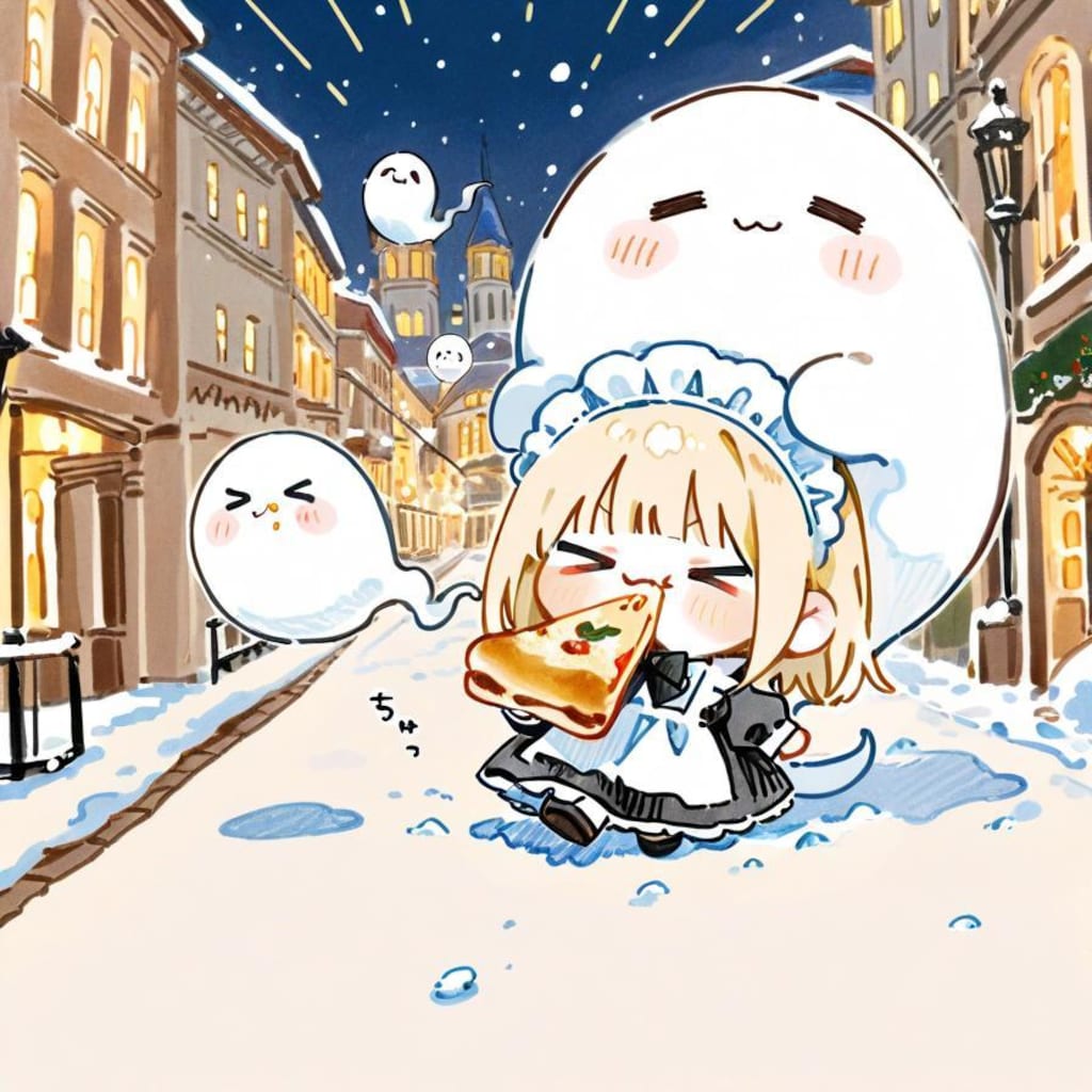 メイドちゃんは雪夜を歩く🍕(>ω< )👻✨ ☃️