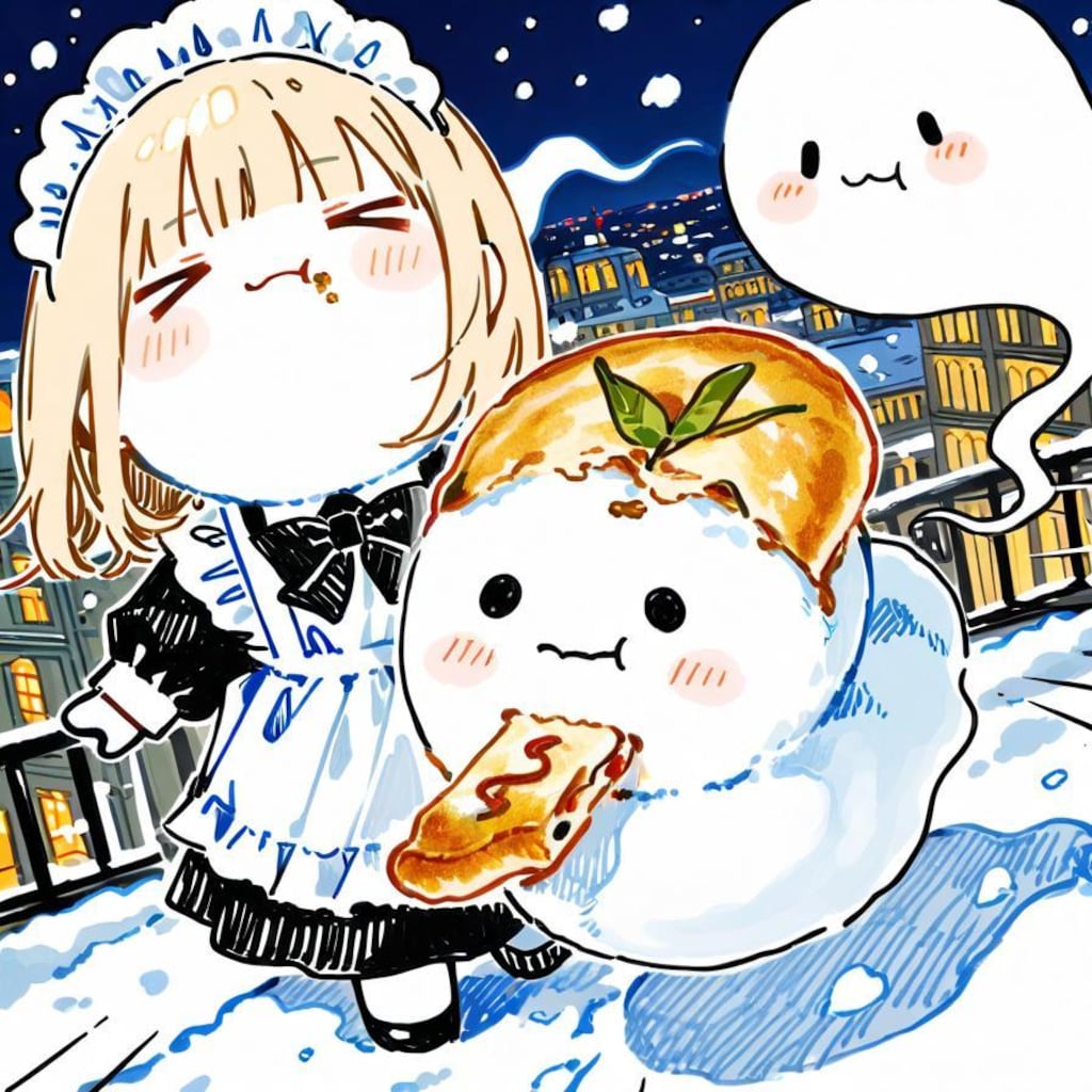 メイドちゃんは雪夜を歩く🍕(>ω< )👻✨ ☃️